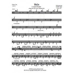 Hello - Lionel Richie - Full Drum Transcription / Drum Sheet Music - DrumScoreWorld.com