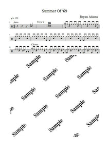 Summer of '69 - Bryan Adams - Full Drum Transcription / Drum Sheet Music - KiwiDrums