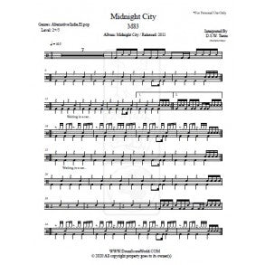 Midnight City - M83 - Full Drum Transcription / Drum Sheet Music - DrumScoreWorld.com