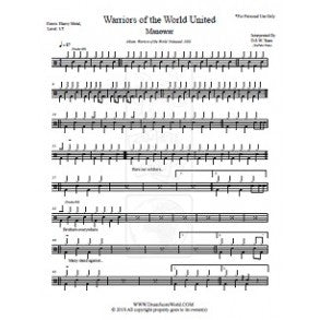 Warriors of the World United - Manowar - Full Drum Transcription / Drum Sheet Music - DrumScoreWorld.com