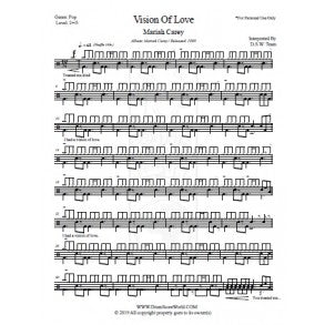 Vision of Love - Mariah Carey - Full Drum Transcription / Drum Sheet Music - DrumScoreWorld.com