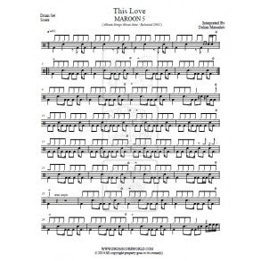 This Love - Maroon 5 - Full Drum Transcription / Drum Sheet Music - DrumScoreWorld.com