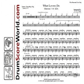 What Lovers Do - Maroon 5 - Full Drum Transcription / Drum Sheet Music - DrumScoreWorld.com