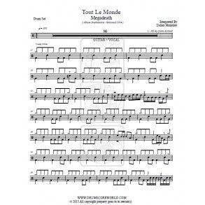 A Tout Le Monde - Megadeth - Full Drum Transcription / Drum Sheet Music - DrumScoreWorld.com