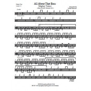 All About That Bass - Meghan Trainor - Full Drum Transcription / Drum Sheet Music - DrumScoreWorld.com