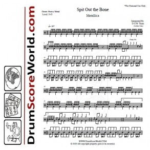 Spit Out the Bone - Metallica - Full Drum Transcription / Drum Sheet Music - DrumScoreWorld.com
