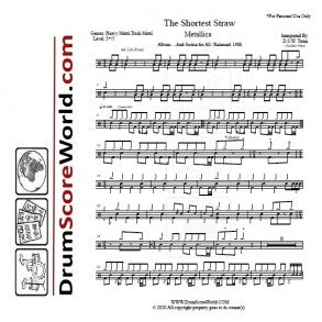 The Shortest Straw - Metallica - Full Drum Transcription / Drum Sheet Music - DrumScoreWorld.com