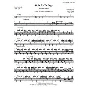 Ai Se Eu Te Pego - Michel Telo - Full Drum Transcription / Drum Sheet Music - DrumScoreWorld.com