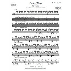 Broken Wings - Mr. Mister - Full Drum Transcription / Drum Sheet Music - DrumScoreWorld.com