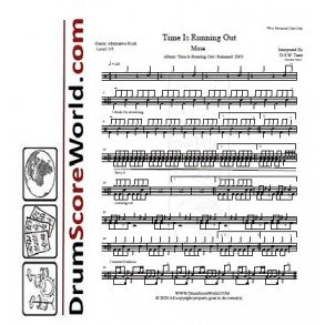 Time Is Running Out - Muse - Full Drum Transcription / Drum Sheet Music - DrumScoreWorld.com