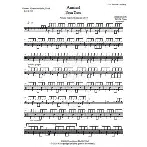 Animal - Neon Trees - Full Drum Transcription / Drum Sheet Music - DrumScoreWorld.com