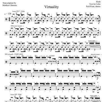 Virtuality - Rush - Full Drum Transcription / Drum Sheet Music - Drumm Transcriptions