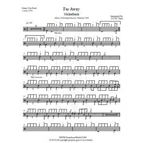 Far Away Nickelback Drum Sheet Music DrumScoreWorld