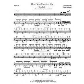 How You Remind Me - Nickelback - Full Drum Transcription / Drum Sheet Music - DrumScoreWorld.com