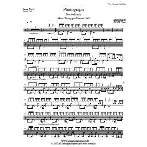 Photograph - Nickelback - Full Drum Transcription / Drum Sheet Music - DrumScoreWorld.com