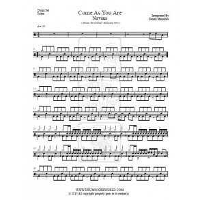 Come As You Are - Nirvana - Full Drum Transcription / Drum Sheet Music - DrumScoreWorld.com