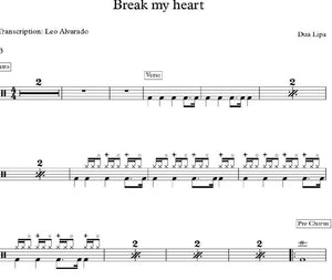 Break My Heart - Dua Lipa - Full Drum Transcription / Drum Sheet Music - Leo Alvarado