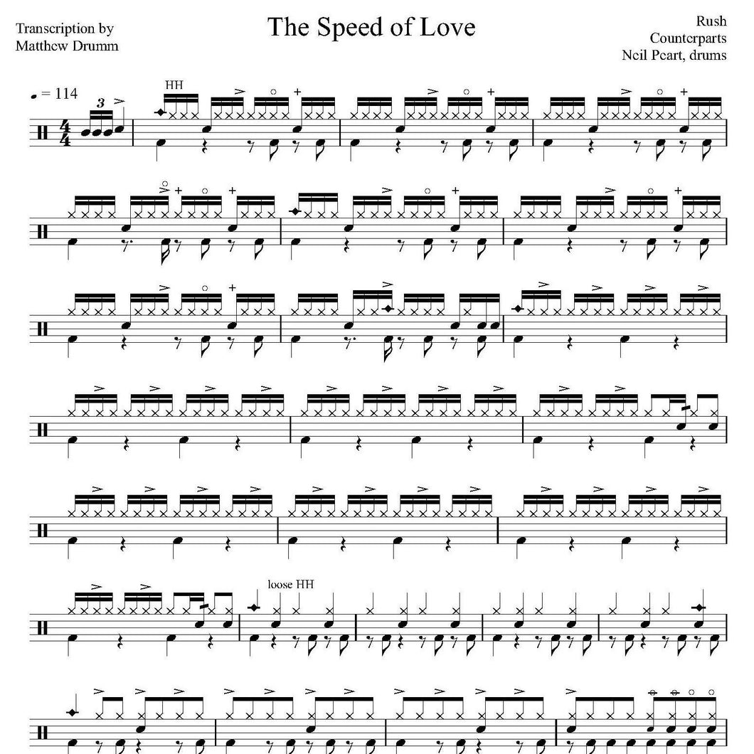 The Speed of Love - Rush - Collection of Drum Transcriptions / Drum Sheet Music - Drumm Transcriptions