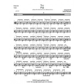 Try - Pink - Full Drum Transcription / Drum Sheet Music - DrumScoreWorld.com