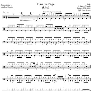 Turn the Page (Live in New Orleans 1988 on Hold Your Fire Tour from a Show of Hands) - Rush - Collection of Drum Transcriptions / Drum Sheet Music - Drumm Transcriptions