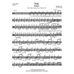 Walk - Pantera - Full Drum Transcription / Drum Sheet Music - DrumScoreWorld.com