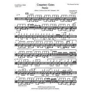 Cemetery Gates - Pantera - Full Drum Transcription / Drum Sheet Music - DrumScoreWorld.com
