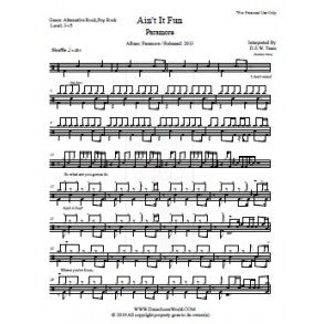 Ain't It Fun - Paramore - Full Drum Transcription / Drum Sheet Music - DrumScoreWorld.com