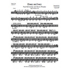 Ebony and Ivory - Paul McCartney and Stevie Wonder - Full Drum Transcription / Drum Sheet Music - DrumScoreWorld.com