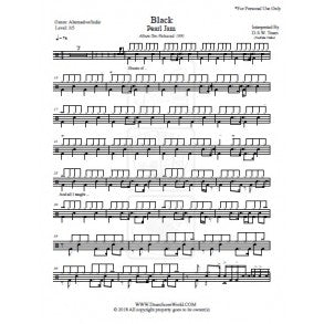 Black - Pearl Jam - Full Drum Transcription / Drum Sheet Music - DrumScoreWorld.com