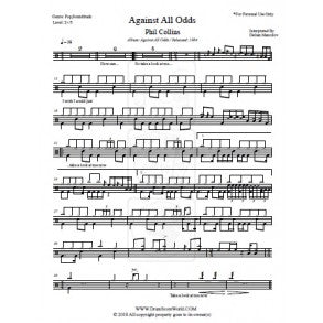 Against All Odds - Phil Collins - Full Drum Transcription / Drum Sheet Music - DrumScoreWorld.com