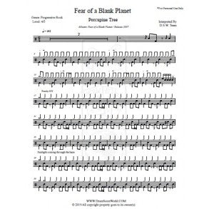 Fear of a Blank Planet - Porcupine Tree - Full Drum Transcription / Drum Sheet Music - DrumScoreWorld.com