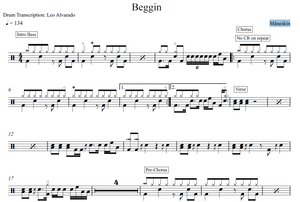 Beggin - Måneskin - Full Drum Transcription / Drum Sheet Music - Leo Alvarado