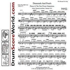 Diamonds and Pearls - Prince - Full Drum Transcription / Drum Sheet Music - DrumScoreWorld.com