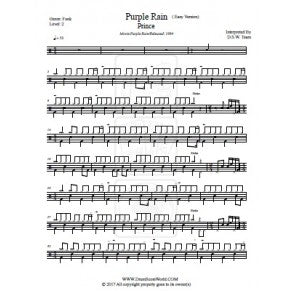 Purple Rain - Prince - Full Drum Transcription / Drum Sheet Music - DrumScoreWorld.com