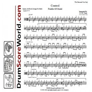 Control - Puddle of Mudd - Full Drum Transcription / Drum Sheet Music - DrumScoreWorld.com