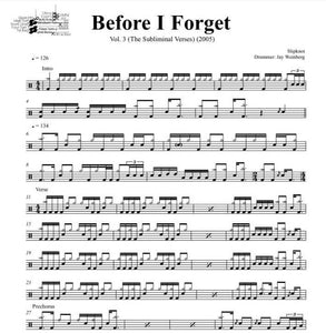 Before I Forget - Slipknot - Full Drum Transcription / Drum Sheet Music - DrumSetSheetMusic.com