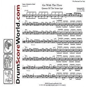 Go with the Flow - Queens of the Stone Age - Full Drum Transcription / Drum Sheet Music - DrumScoreWorld.com