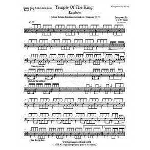 Temple of the King Rainbow Full Drum Transcription Drum Sheet Music 