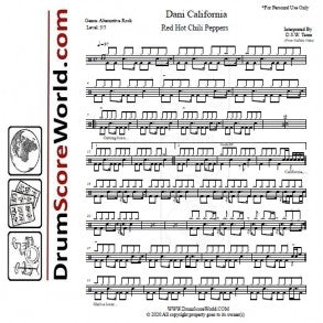 Dani California - Red Hot Chili Peppers - Full Drum Transcription / Drum Sheet Music - DrumScoreWorld.com
