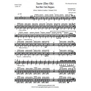 Snow (Hey Oh) - Red Hot Chili Peppers - Full Drum Transcription / Drum Sheet Music - DrumScoreWorld.com