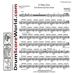 It Takes Two - Rod Stewart - Full Drum Transcription / Drum Sheet Music - DrumScoreWorld.com