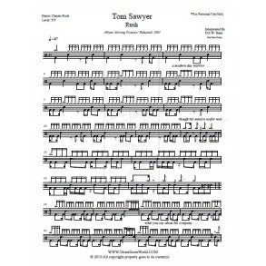 Tom Sawyer - Rush - Full Drum Transcription / Drum Sheet Music - DrumScoreWorld.com