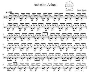 Ashes to Ashes - David Bowie - Full Drum Transcription / Drum Sheet Music - Percunerds Transcriptions
