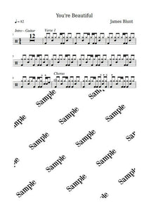 You're Beautiful - James Blunt - Full Drum Transcription / Drum Sheet Music - KiwiDrums