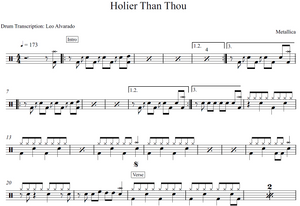 Holier Than Thou - Metallica - Full Drum Transcription / Drum Sheet Music - Leo Alvarado