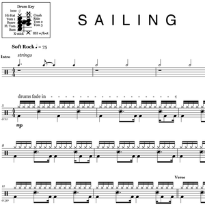 Sailing - Christopher Cross - Full Drum Transcription / Drum Sheet Music - OnlineDrummer.com