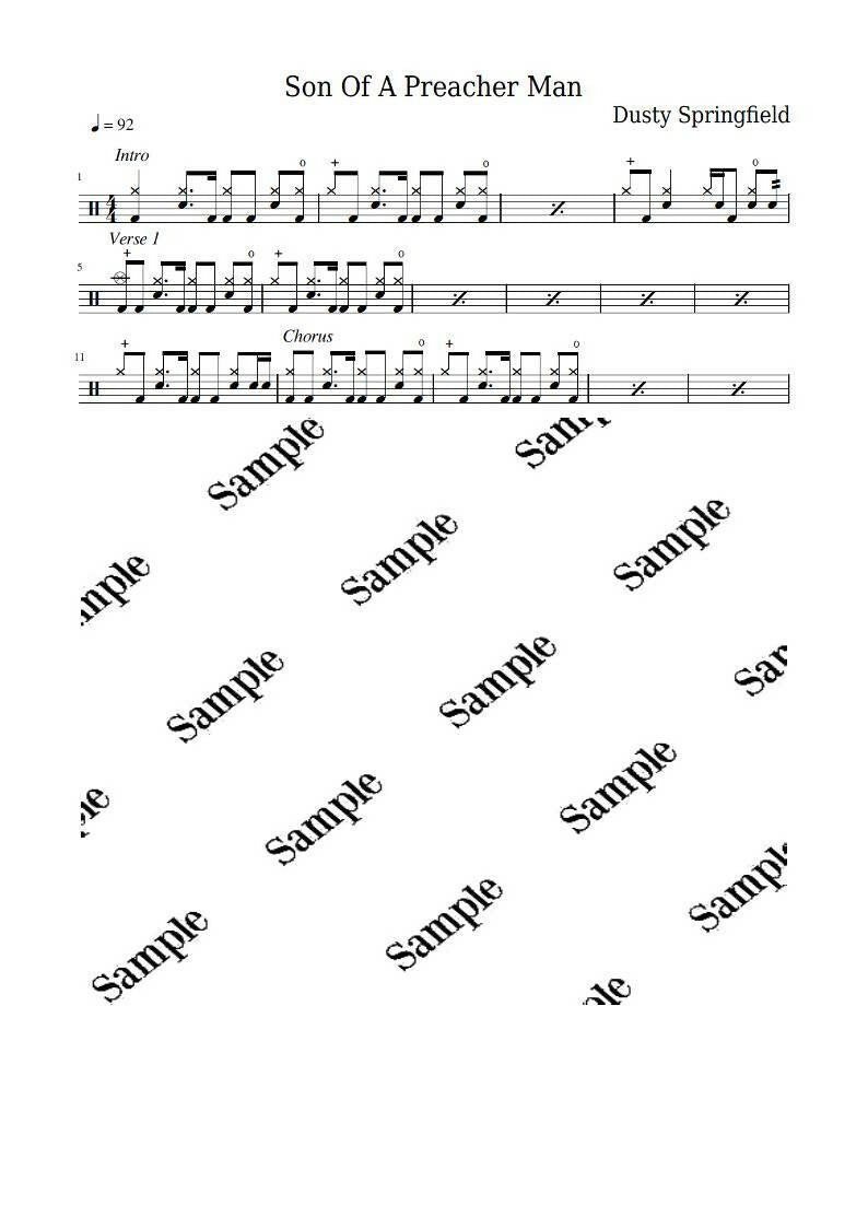 Son of a Preacher Man - Dusty Springfield - Drum Sheet Music