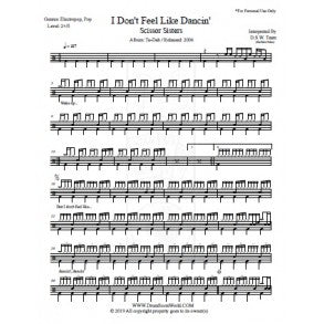 I Don't Feel Like Dancin' - Scissor Sisters - Full Drum Transcription / Drum Sheet Music - DrumScoreWorld.com