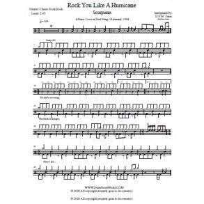 Rock You Like a Hurricane - Scorpions - Full Drum Transcription / Drum Sheet Music - DrumScoreWorld.com