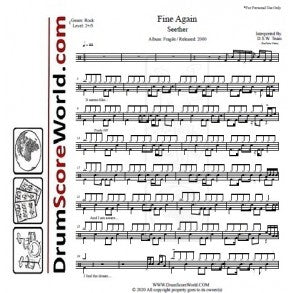 Fine Again - Seether - Full Drum Transcription / Drum Sheet Music - DrumScoreWorld.com